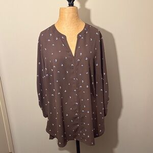 41 Hawthorn Brown Blouse with Subtle Pattern